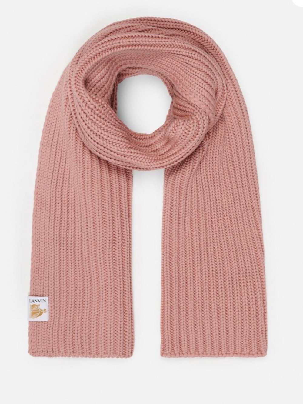 LANVIN AUTHENTIC NEW CHUNKY KNIT SCARF IN OLD PINK 100% LANA WOOL